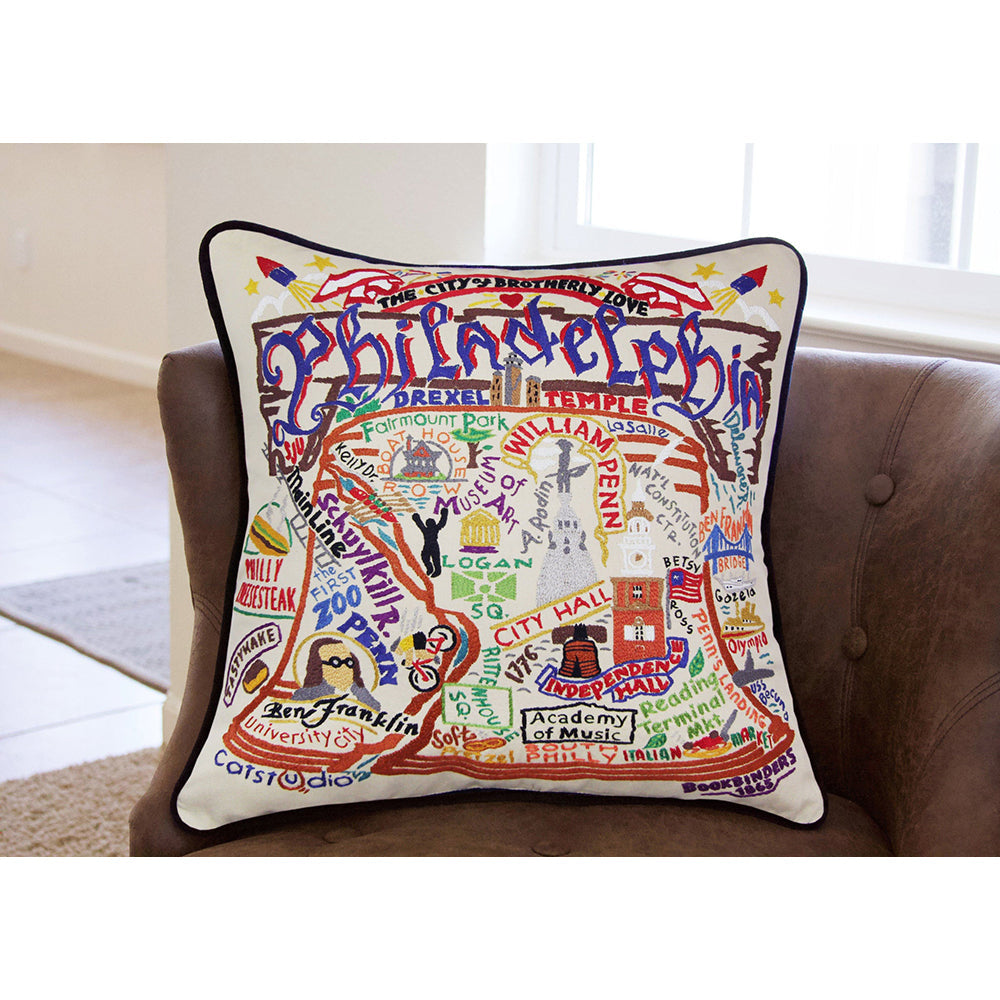 Philadelphia Hand-Embroidered Pillow Quirks!