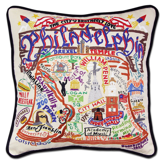 Philadelphia Hand-Embroidered Pillow Quirks!
