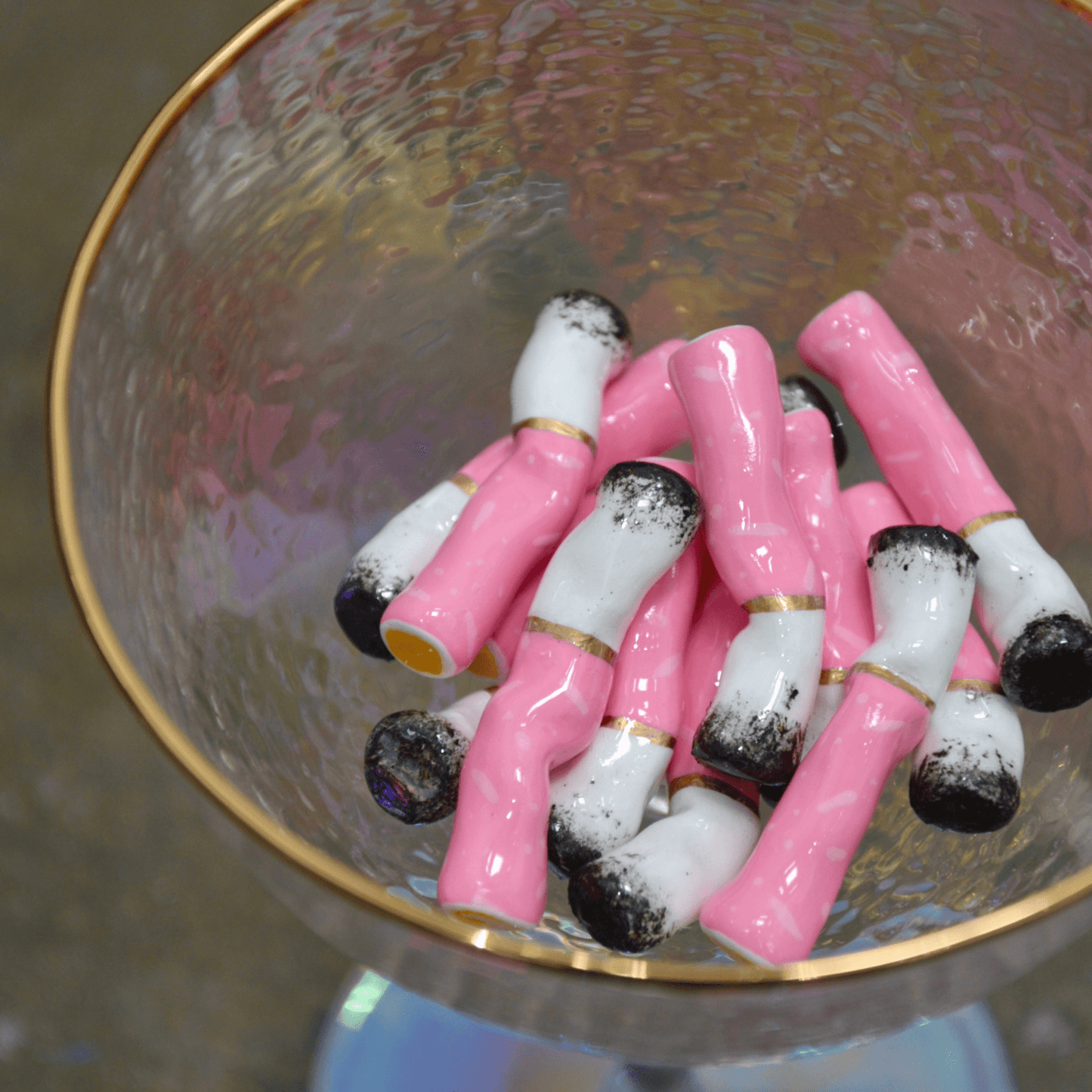 PINK CERAMIC CIGARETTES - SET OF THREE