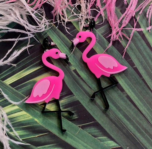 Pink Flamingo Acrylic Statement Earrings Quirks!