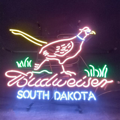 Pink Pheasant Hunter with Budweiser South Dakota Neon Signs Light Neon Signs Land