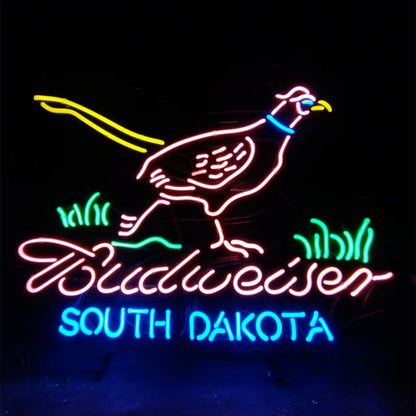 Pink Pheasant Hunter with Budweiser South Dakota Neon Signs Light Neon Signs Land