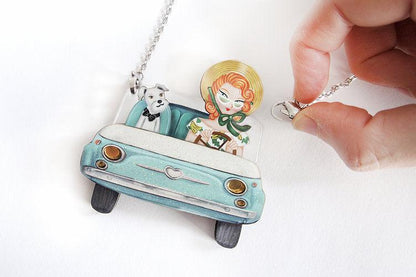 Pinup Car Ride Convertible Brooch & Necklace by Laliblue