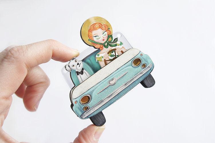 Pinup Car Ride Convertible Brooch & Necklace by Laliblue