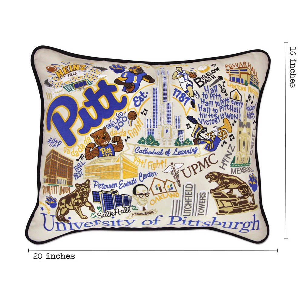 Pittsburgh, University of Collegiate Embroidered Pillow by CatStudio Quirks!