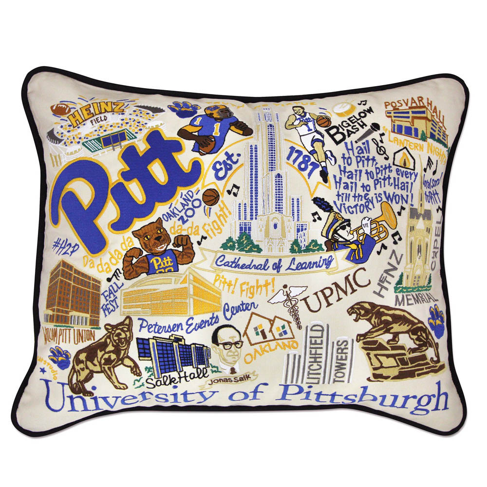Pittsburgh, University of Collegiate Embroidered Pillow by CatStudio Quirks!