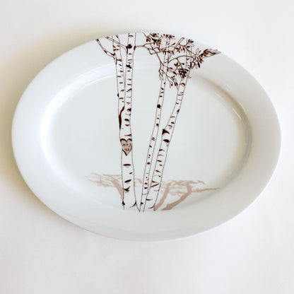 Nature-Inspired Birch Oval Platter – Custom Initials in Heart Design rust designs