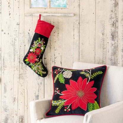 Gorgeous Embroidered Poinsettia Stocking Quirks!