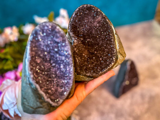 Large Semi Polished Rainbow Amethyst Cathedrals, Pink Amethyst, Raw Black Amethyst Freeforms 500 gram+