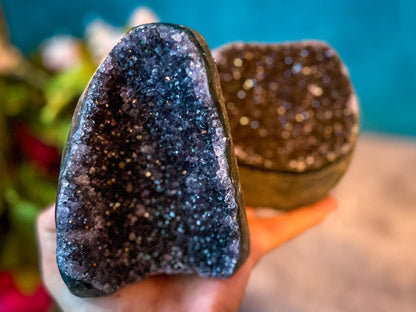 Large Semi Polished Rainbow Amethyst Cathedrals, Pink Amethyst, Raw Black Amethyst Freeforms 500 gram+