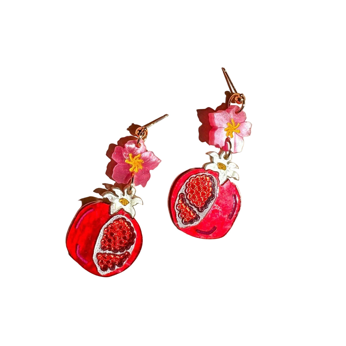 Pomegranate Acrylic Dangle Earrings