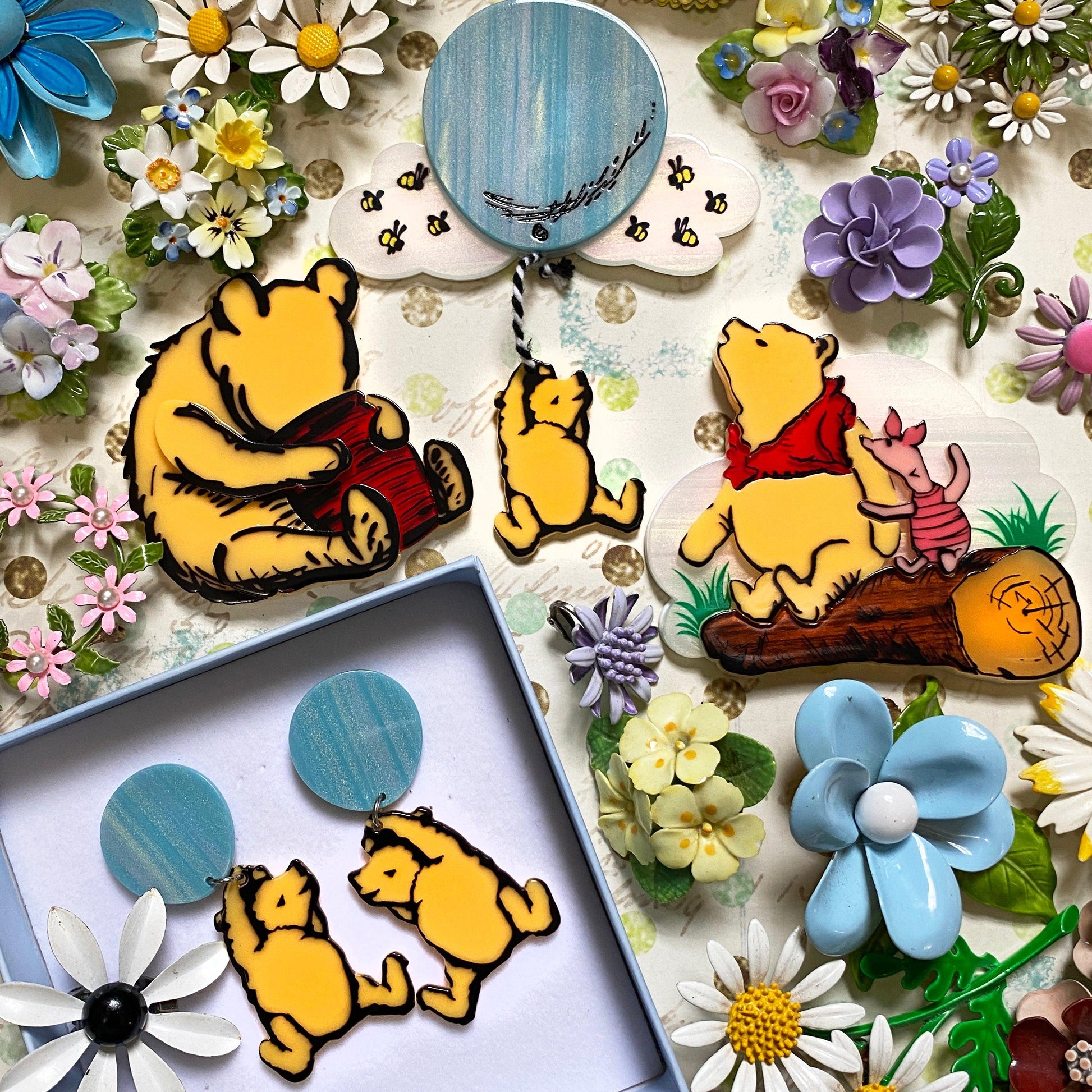 "Pooh and Piglet" Brooch by Lipstick & Chrome Quirks!