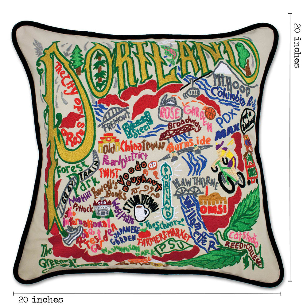 Portland Hand-Embroidered Pillow Quirks!