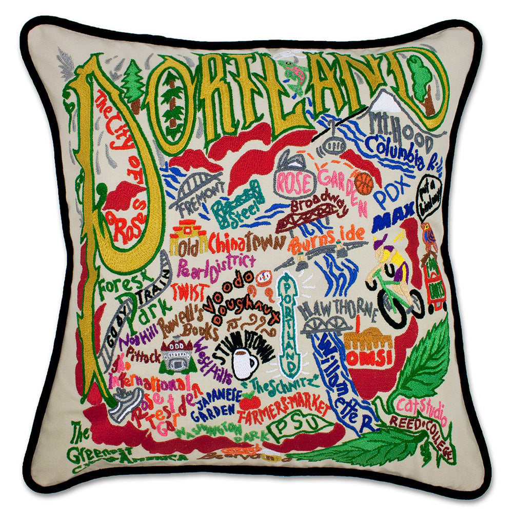 Portland Hand-Embroidered Pillow Quirks!