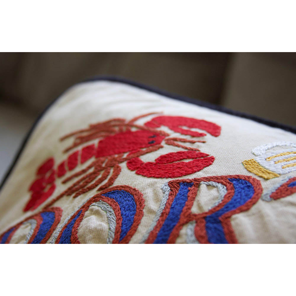 Portland, ME Hand-Embroidered Pillow by CatStudio Quirks!