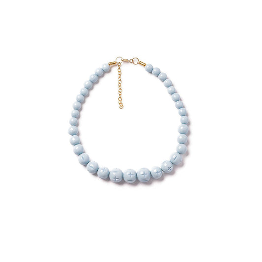 Powder Blue Heavy Carve Bead Necklace by Splendette