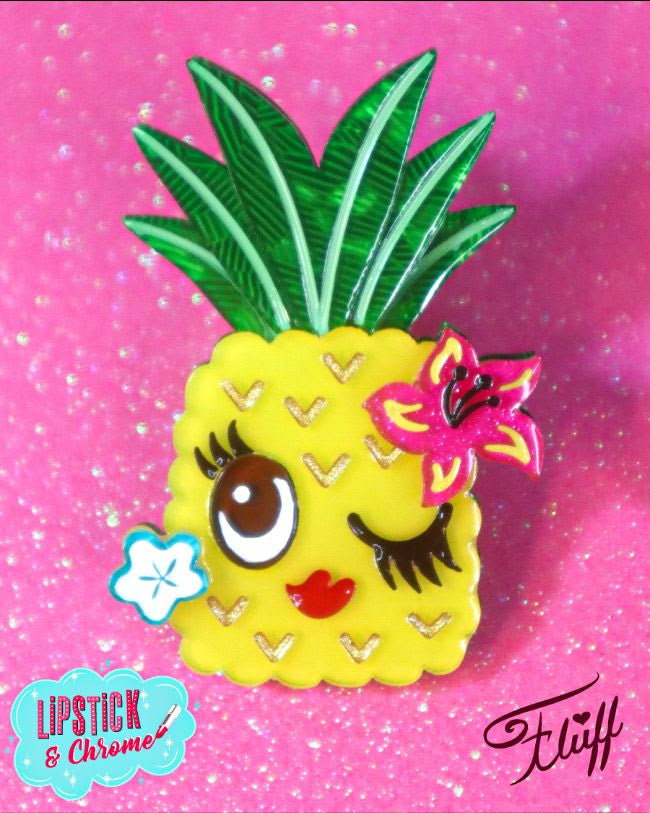 Pucker Up Pineapple Brooch by Miss Fluff x Lipstick & Chrome Quirks!
