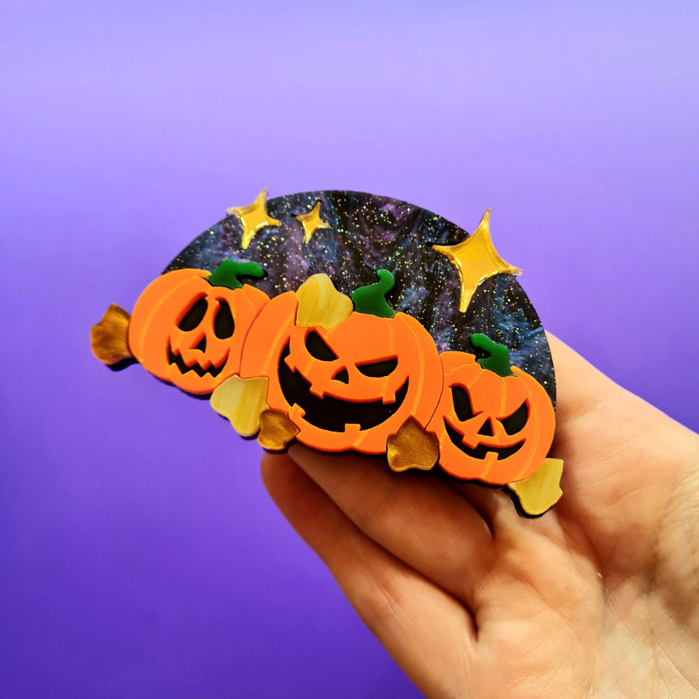 Pumpkin Party Brooch by Cherryloco