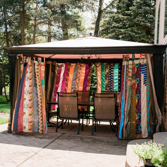 Darn Good Yarn • Rainbow Oasis Drapes – Upcycled Boho Curtains