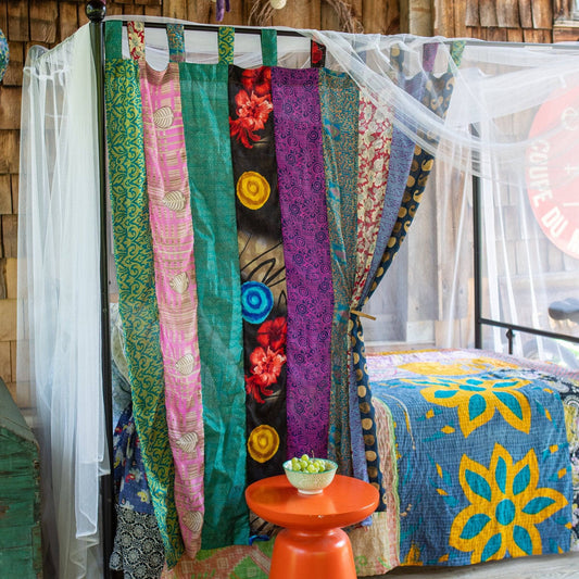 Darn Good Yarn • Rainbow Oasis Drapes – Upcycled Boho Curtains