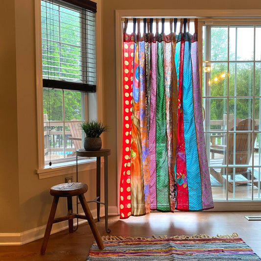 Darn Good Yarn • Rainbow Oasis Drapes – Upcycled Boho Curtains