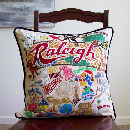 Raleigh Hand-Embroidered Pillow by Cat Studio Quirks!
