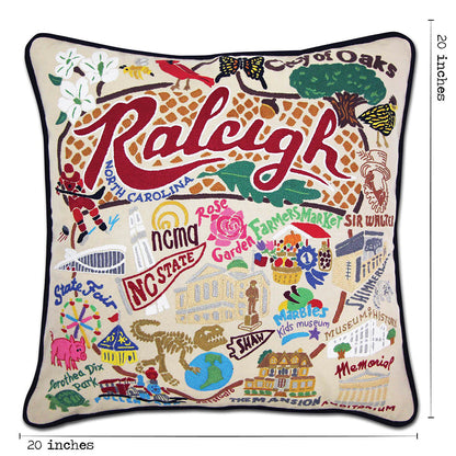 Raleigh Hand-Embroidered Pillow by Cat Studio Quirks!