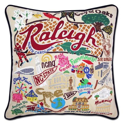 Raleigh Hand-Embroidered Pillow by Cat Studio Quirks!