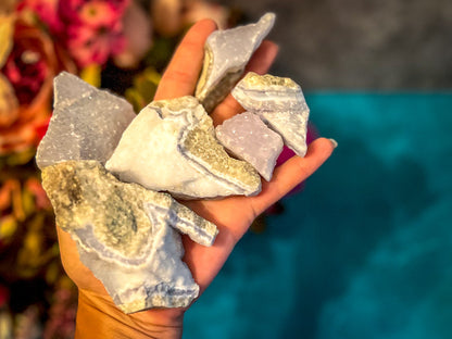 1 Lb Raw Blue Lace Agate Specimens, Bulk Raw Blue Lace Agate