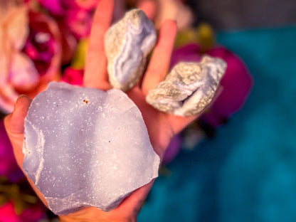 1 Lb Raw Blue Lace Agate Specimens, Bulk Raw Blue Lace Agate