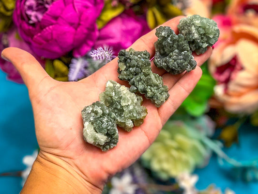 Raw Dark Green Prehnite Specimens
