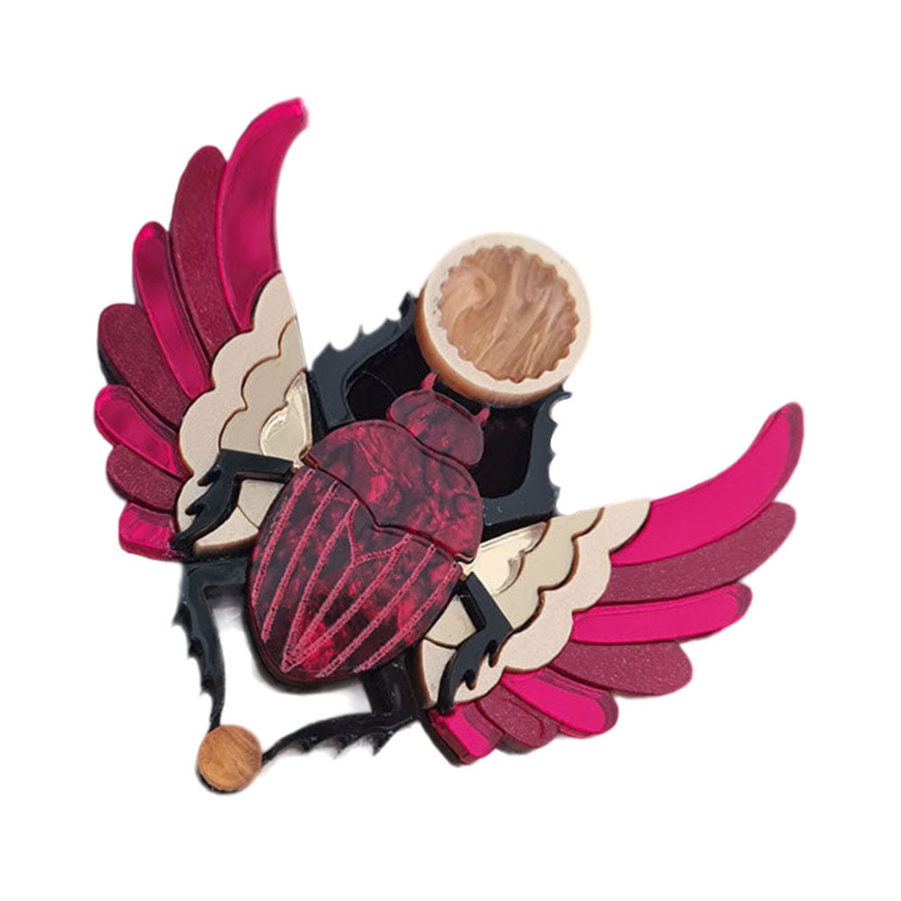 Red Winged Scarab Beetle Brooch by Cherryloco Jewellery