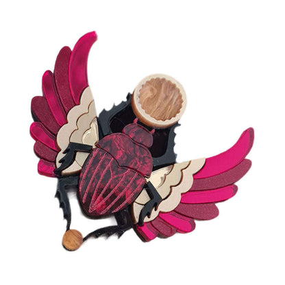 Red Winged Scarab Beetle Brooch by Cherryloco Jewellery