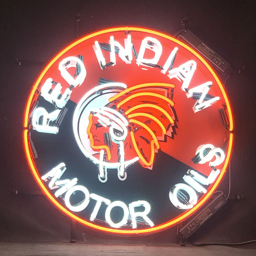 Red Indian Motor Oils Neon Sign Light Neon Signs Land
