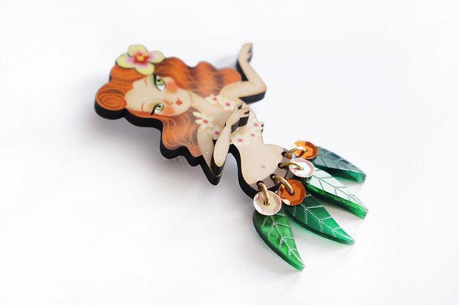Redhead Hula Girl Brooch by Laliblue