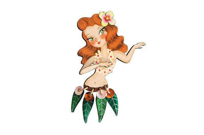 Redhead Hula Girl Brooch by Laliblue
