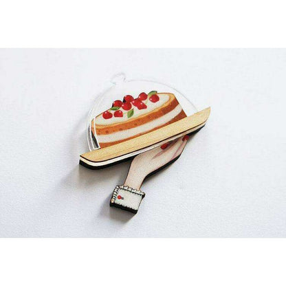 Retro Cherry Cake Brooch by Laliblue