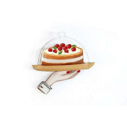 Retro Cherry Cake Brooch by Laliblue