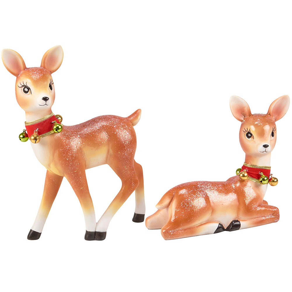 Retro Christmas Deer Figurine Set of 2 Quirks!