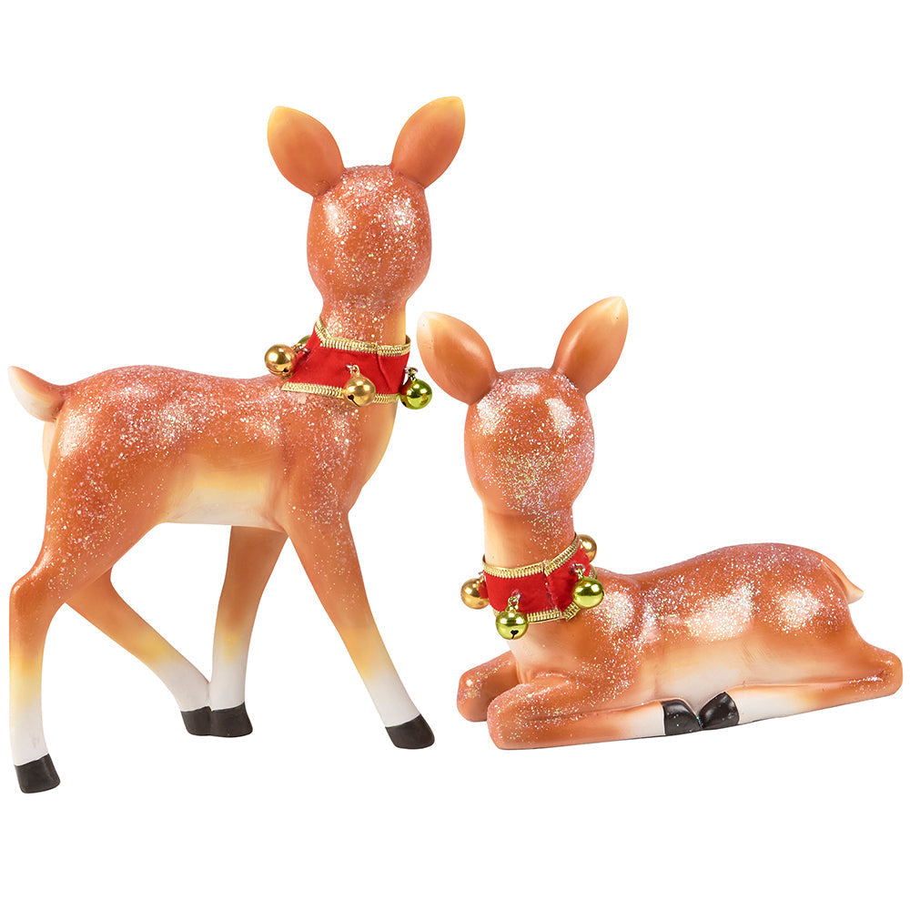 Retro Christmas Deer Figurine Set of 2 Quirks!