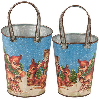 Retro Christmas Deer Wall Bucket Set