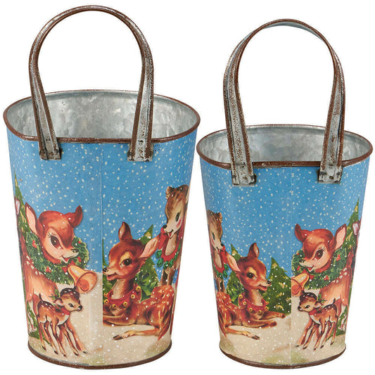 Retro Christmas Deer Wall Bucket Set