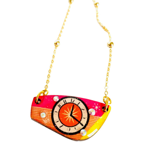 Retro Clock Necklace by Rosie Rose Parker