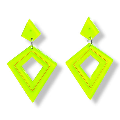 Retro Diamond Dangle Earrings by Lipstick & Chrome -GREEN
