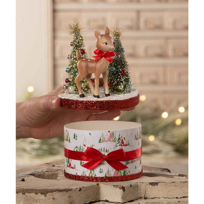 Retro Ruby Reindeer on Box by Bethany Lowe Designs