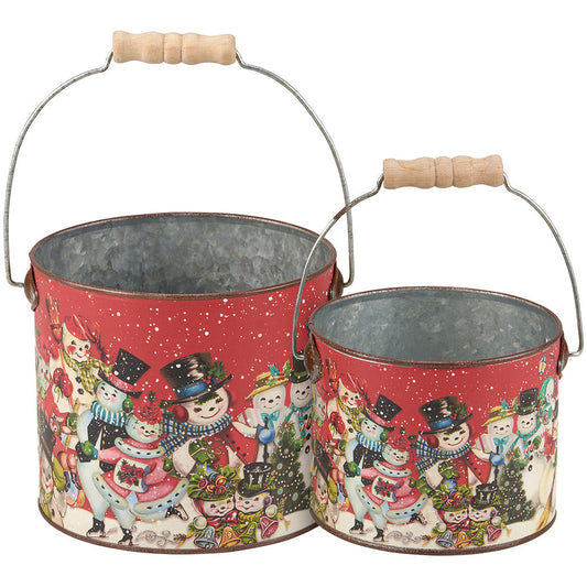 Retro Snowmen Bucket Set of 2 Quirks!
