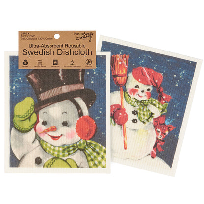 Retro Snowmen Swedish Dishcloth Set Quirks!