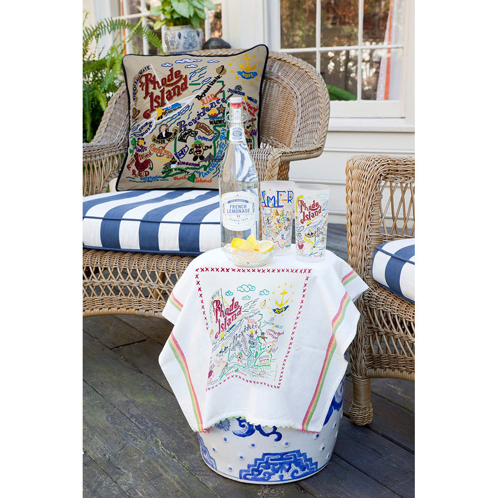 Rhode Island Hand-Embroidered Pillow Quirks!