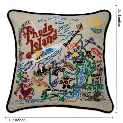 Rhode Island Hand-Embroidered Pillow Quirks!