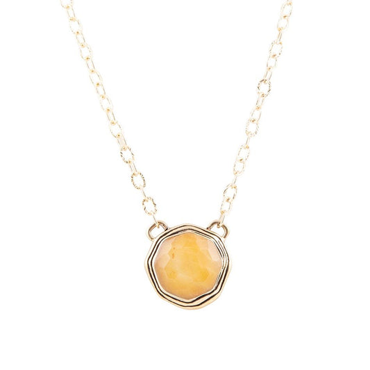 River Rocks Yellow Quartz and Golden Bronze Necklace
